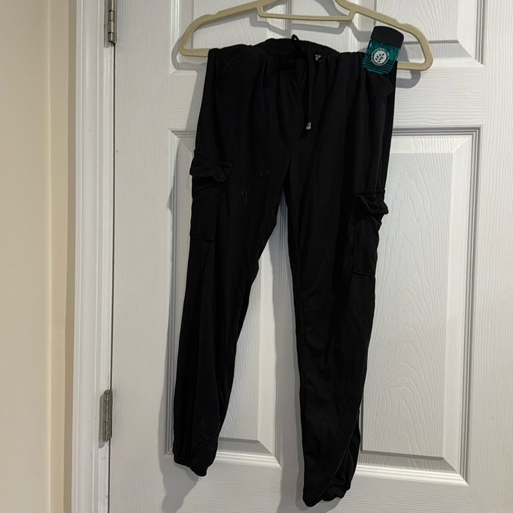 Girls soft elastic cotton joggers with pockets